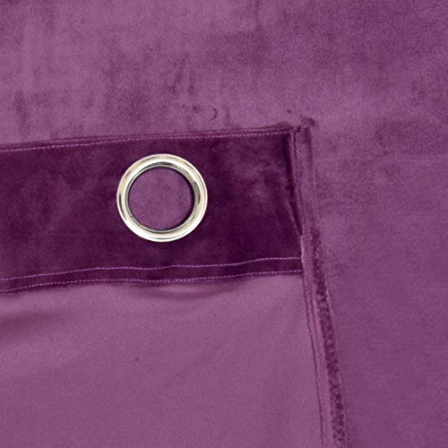 Image of High Sofa Quality Velvet Grommet Room Darkening Eyelet Long Door Curtains | Curtains for Living Room - Set of 2 Pieces (9 Feet, Purple)