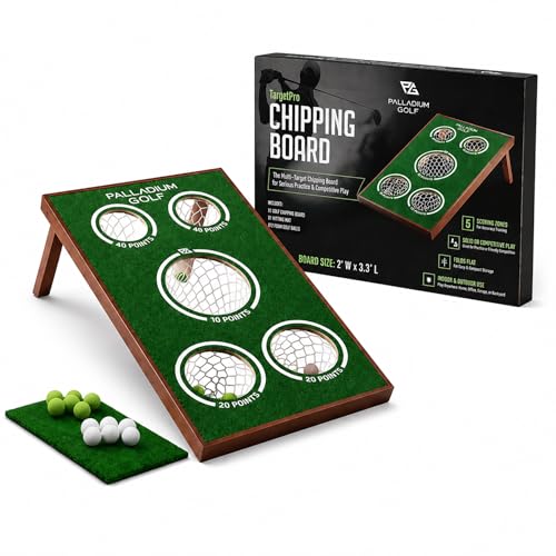 Palladium Golf Chipping Game Board - Solid Wood Golf Game Cornhole Set - Heavy Duty Practice and Play Equipment - Great for Adults and Kids Indoor and Outdoor Use