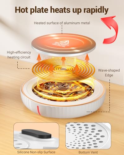 image for HouseGem Large Candle Warmer Plate - Coffee Cup Mug Warmer for Desk, C