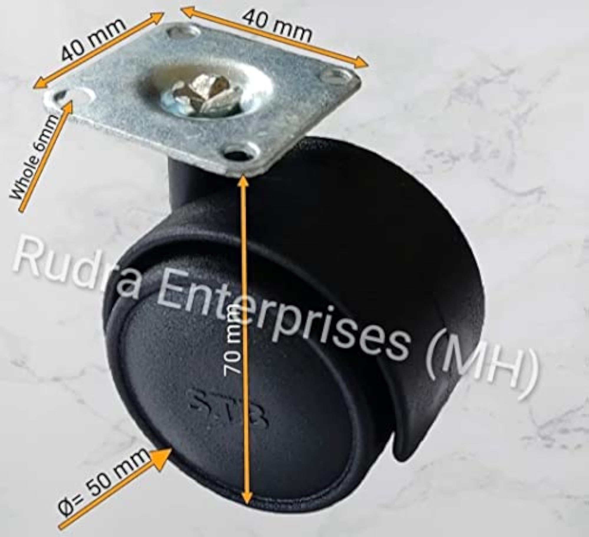 Heavy Duty Plate Type Twin Castor Wheels, 360° Swivel