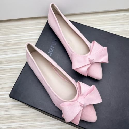 Image of TN TANGNEST Flats Shoes Women Comfort Casual Loafers | Classic Pointed Toe Bowknot Flats Cute Slip On Flats, Wear to Work Travel Walk