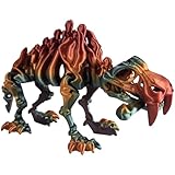 Articulated Skeleton Saber Tooth Tiger Figurine – Flexible Dinosaur Fossil Fidget Decor in Rainbow Multicolor – 3D Printed in Canada
