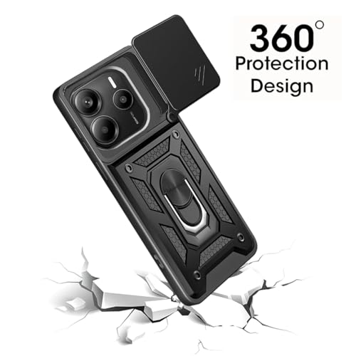 Image of Tough Armor Bumper Back Cover Case for Mi Redmi Note 14 5G | Sliding Camera Cover, Kickstand & Ring Holder 360 Degree Protection Back Cover for Mi Redmi Note 14 5G