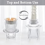 Candlestick Holders Set of 6, Ribbed Glass Taper Candle Holders, Reversible Clear Tealight & Candle Stick Candle Holder Vintage Crystal Tealight Candle Holder for Wedding Dinner Party - Image 5