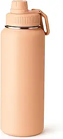 Garrafa Térmica de Água 1 Litro – Aço Inox com Isolamento a Vácuo, Antivazamento, Mantém Bebidas Quentes e Geladas por 12h (Pêssego Claro)
