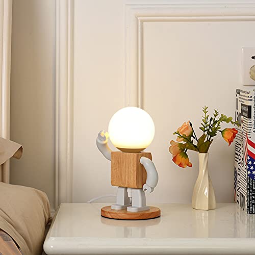 Jubapoz Led Table Lamp Night Light Desk Lamp 3 Light Colors Bedside Lamp, Nightstand Lamps, Robot Creative Toys Decorations For Bedroom, Living Room, Office #TOP3