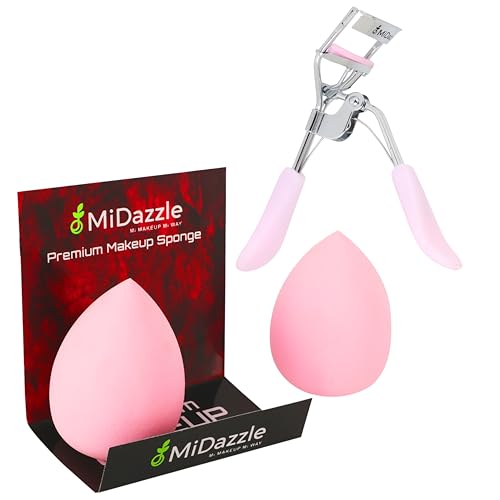 Image of Midazzle Ultra soft Blender Makeup Sponge Pack of 2 (Multicolor) With Eyelash Curler -(Set of 2)