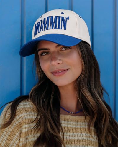 Image of Mommin Trucker Hat for Women, Vintage Two-Tone mom hat with Mommin 3D Embroidery, New Mom Gifts Mothers Day Outfits