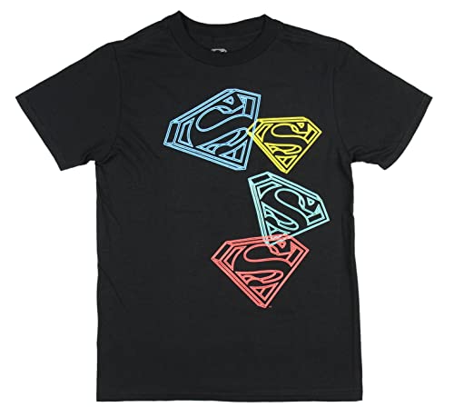 Superman Boys' Iconic Shield Logo on Repeat Youth Graphic Print T-Shirt