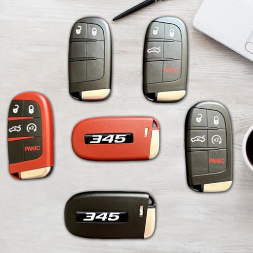 Image of 2PCS Key Fob Badges Compatible with Challenger Charger Durango Vehicle 2015-2024- Set of 2 - Finest Stickers Inlays Emblems for 345 Style, Perfect for Decals [Car Key not Included] (White,345)