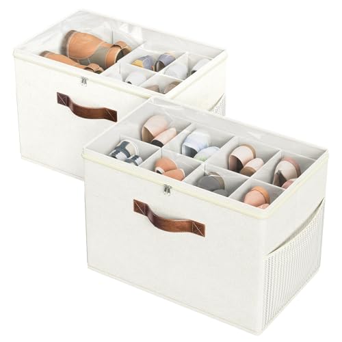 Budding Joy 2 Pack Shoe Organizer for Closet, Clear Foldable Shoe...