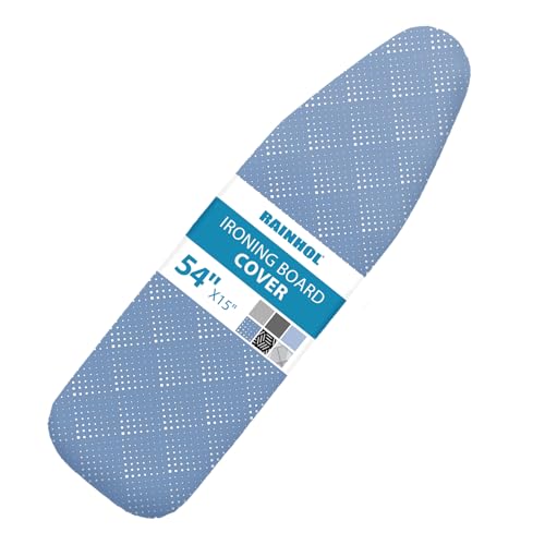 Image of Ironing Board Cover with Padding 15x54, RAINHOL Full Size Padded Iron Table Cover with Aluminum Coated, Elastic Edge, Standard Size, Extra Thick, Blue Pattern