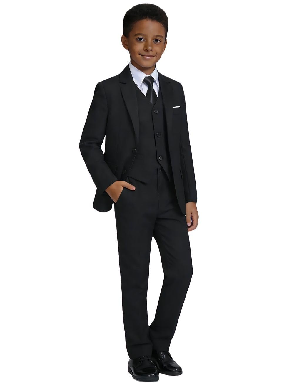 Boys Formal Suit Slim Fit Dress Clothes Ring Bearer Outfit Tuxedo Suits,Adjustable Waist
