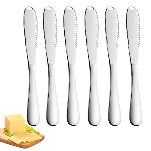 Forreen Buttermesser, 6 Stück Edelstahl Butterstreuer Messer Professionelle 3 in 1 Buttermesser Schneidemaschine Butter Schneider mit Wellenschliff...
