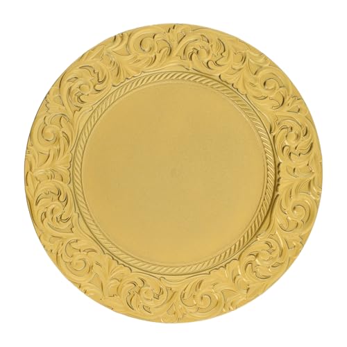 Set de 150 platos cargadores dorados, 13 pulg redondos miniatura 1
