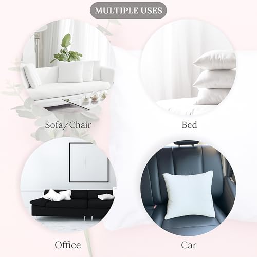 Image of Premium Polyester Fiber Cushion Fillers - Pack of 5 | 12x12 Inches | White | Soft & Fluffy Sofa & Bed Pillows for Support & Decor