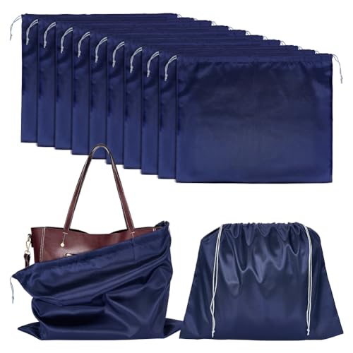 NBEADS 12 Pcs Dust Bags for Handbags 39.7x50cm Silk Storage Bags Portable Drawstring Pouch Cloth Travel Bags for Handbags Purses Shoes Boots Midnight Blue