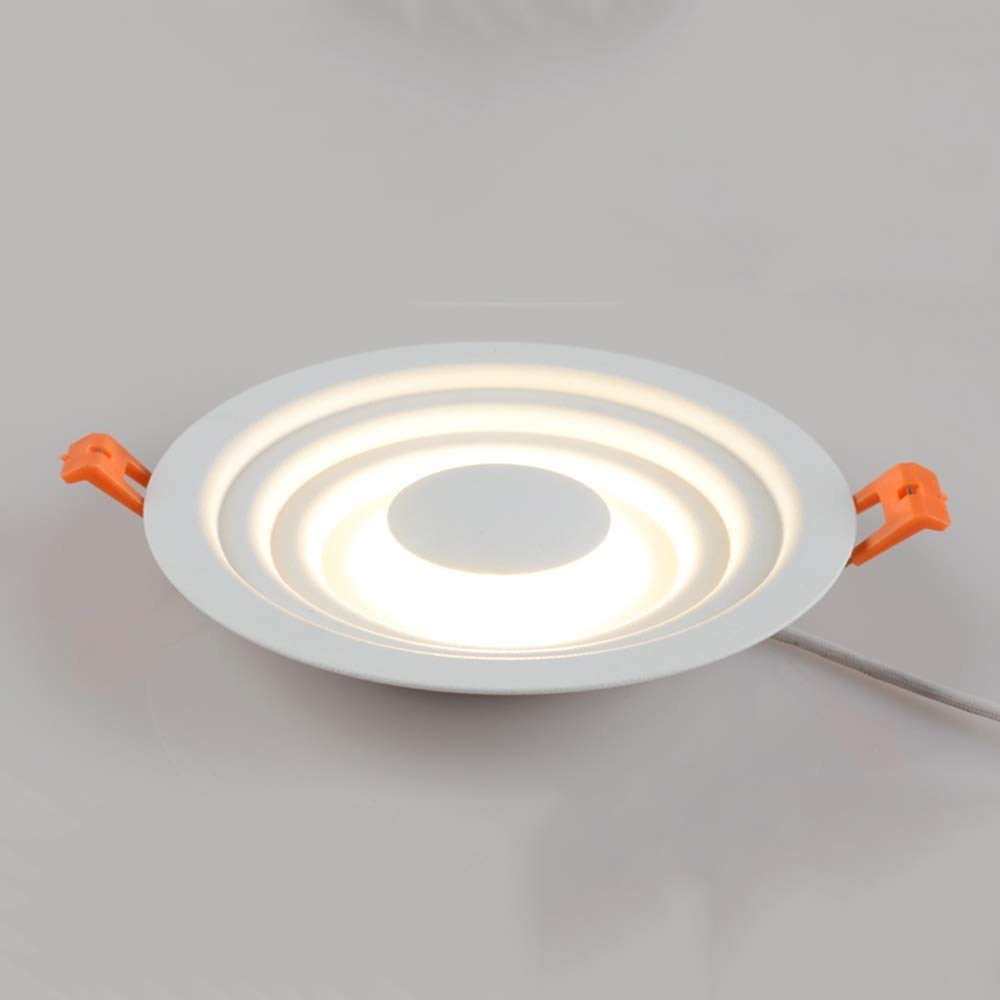 Kreatywna Okrągła Lampa Sufitowa Led 6W/12W Do Użytku Domowego, Do Wnętrz, Aluminiowa, Akrylowa, Wpuszczana, Do Wpuszczania, Dekoracyjna, Do Oświetlenia Punktow(Ciepłe Światło-12W)
