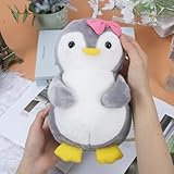 Aurasky Plüschtier Pinguin Spielzeug, 25 cm, Pinguin mit Rosa, Fliege, Kissen, Plüschfigur, Geschenk für Kinder und Erwachsene