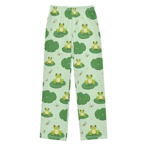 Cute Cartoon Happy Frogs Boys Pants Girl Sleep Pants Long Trousers Elastic Waist Lounge Bottoms S
