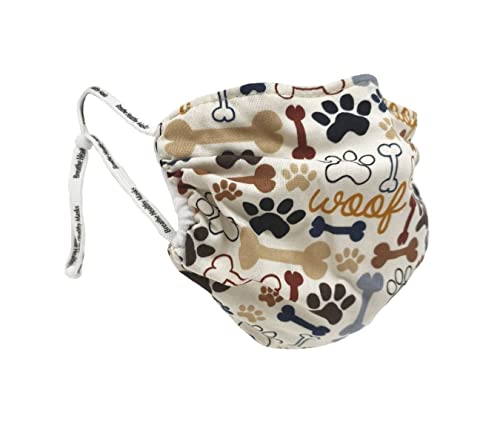 Breathe Healthy Dog Bones and Paw Prints Face Mask, Reusable Mask for Men and Women, Adjustable, Breathable & Washable, Made in the USA
