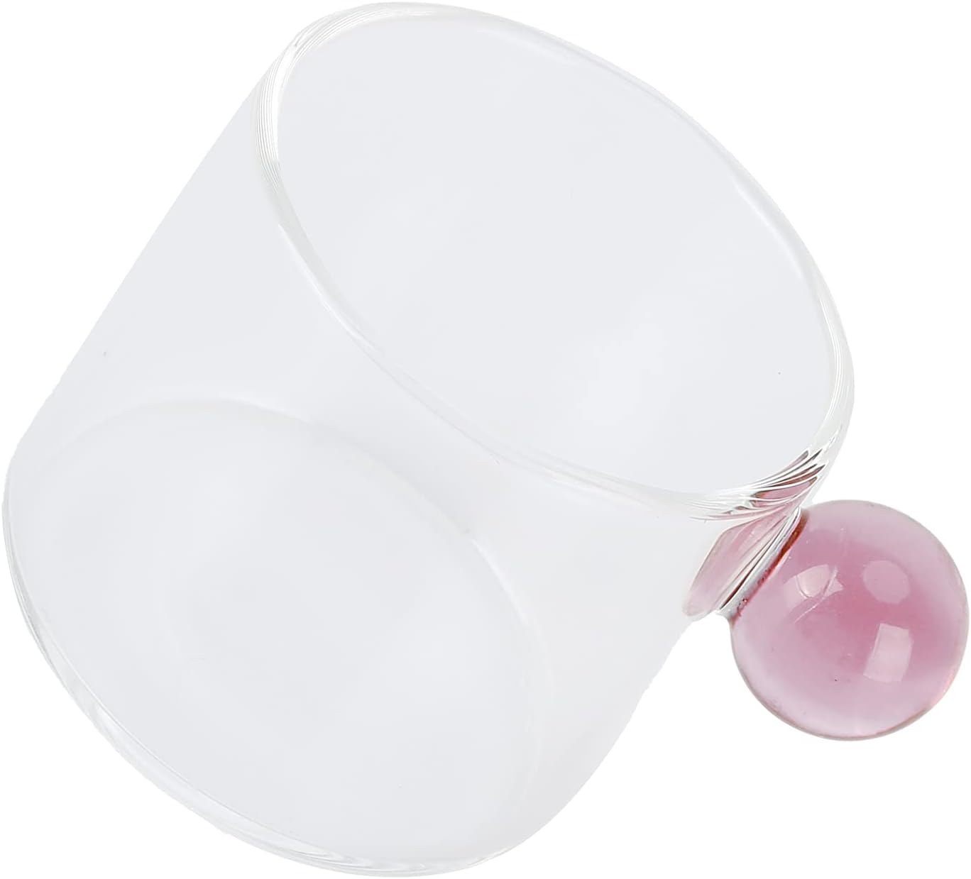 Tomotato Glass Coffee Mugs, 4oz/120ml Glass Teacup with Ball Handle Clear Coffee Mug for Tea Mocha Latte Cappuccino Espresso (Pink Handle) 8 4148lJI0PDL. AC SL1500