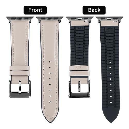 Image of BINLUN Leather Silicone Bands Compatible with Apple Watch 38mm 40mm 41mm 42mm 44mm 45mm 46mm 49mm Sweatproof Replacement Strap for iWatch 11 /10 /9 /8 /7 /6 /5 /4 /3 /2 /1 /Ultra /SE Men Women
