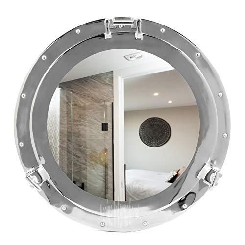 Nagina 20Nicmir Nickel Aluminum Nautical Decor Ship Porthole Design Mirror For Beach/Lake Houses, Bathrooms, & Bedrooms, 20 Inch Diameter, Silver #TOP2