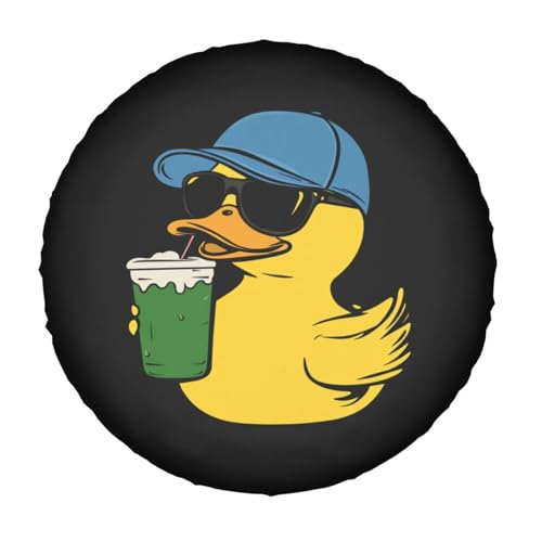 Image of Duck Yellow Sunglasses Spare Tire Cover-Cute Funny Waterproof Universal Spare Wheel Tire Covers Fit for Rv SUV Truck Camper Travel Trailer Accessories,17 inch