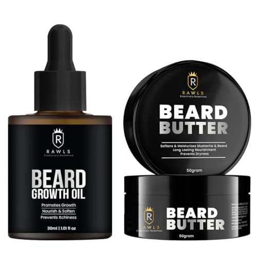 RAWLS Beard Care Combo | Beard Oil & Beard Butter | Enriched with Argan Oil, Shea Butter & Coconut Oil | Deep Nourishment, Hydration & Softening for a Thicker,Healthier & Well-Groomed Beard 2.70 Oz