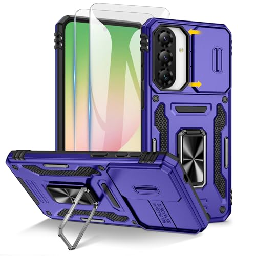 Doeshine für Samsung Galaxy Hülle mit 2 Stück Displayschutzfolie & Kameraschutz, Rotate Ring Ständer, Robust Fallschutz Handyhülle Outdoor Militär Schutzhülle für Galaxy