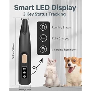 Upgraded Dog Paw Trimmer with LED Light 18 mm Widen Blade 35 dB Low Noise LED Display Fully Waterproof Rechargeable Clipper for Dogs Cats Trimming Paws Eyes Ears Face and Rump Black