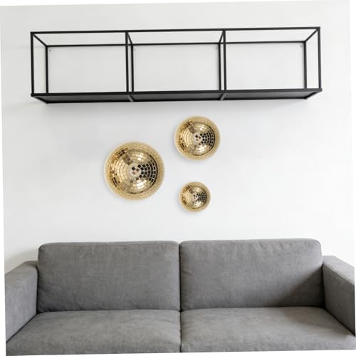 DOITOOL - 3 piezas de adorno colgante esférico semiesférico de vidrio dorado con espejo, para decoración mural, fácil instalación, ideal para salas de estar y bodas, diseño moderno y de moda miniatura 7