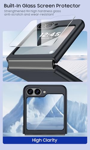 Image of Midkart Thin Cover Compatible with Samsung Galaxy Z Flip 6 / Z Flip 7 FE Hard PC Slim Case with Tempered Glass, Mint Green