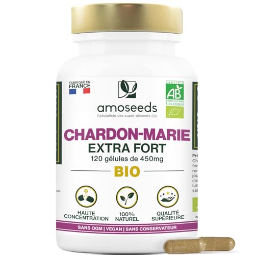 Chardon-Marie BIO | Extra Fort, 1350mg / Jour | Haute Concentration | 120 gélules de 450mg | Qualité Supérieure