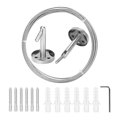 HaiFanWJ Wall Mount Curtain Wire Rod Set Stainless Steel 16.4