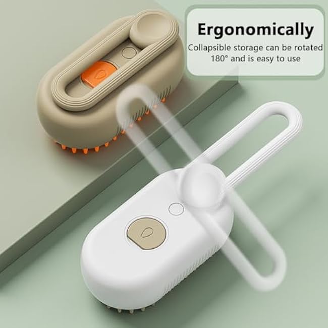 Cat Steam Brush, 3 in 1 Pet Steam Cats Brushes Rechargeable Anti-Static Grooming Brushe, Vibration Massage Cleaning Shedding & Combing Multifunctional Hair Removal Comb for Cats Dog (White)-yZljrTSy