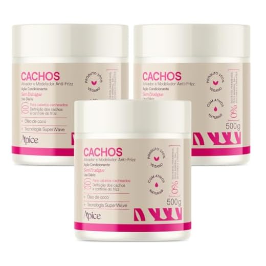 Kit 3 Ativador E Modelador De Cachos Apse Vegano Anti Frizz Creme De Pentar Uso Diario 1.5kg