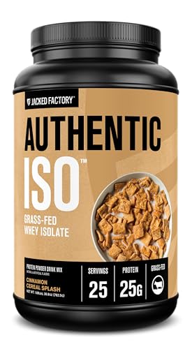 Jacked Factory Authentic ISO Grass Fed Whey Protein Isolate Powder - Low Carb Non-GMO Muscle Building Protein w/No Fillers Post Workout Recovery Cinnamon Cereal Splash - 25 Servings