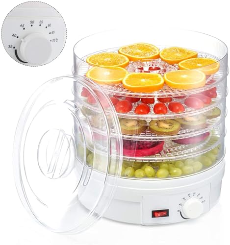 5 Tray Mini Electric Food Dehydrator Adjustable Fruit Dryer Machine White
