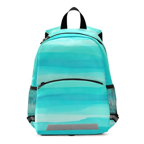 Stripes Turquoise Aqua Toddler Girl Backpack with Leash Kids School Bag Small Travel Back Pack