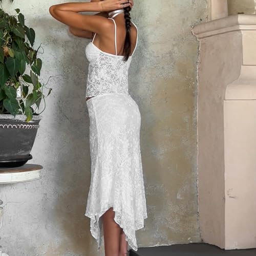 Awoscut Women's Long Skirt Set Summer 2 Piece Outfits Tank Tops + High Waist Long Skirt Sets3