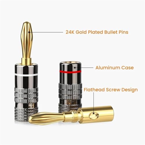 Conector Banana de 4mm cable de altavoz y adaptador de audio apilable de tornillo 3