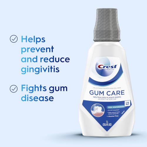 Crest Gum Care Alcohol Free Mouthwash, Cool Wintergreen, Value Twin Pack, 2 x 1L (33.8 fl oz) Bottles, Helps Prevent & Reduce Gingivitis, Neutralizes Plaque Around the Gum Line, No Burn Oral Rinse - image 2