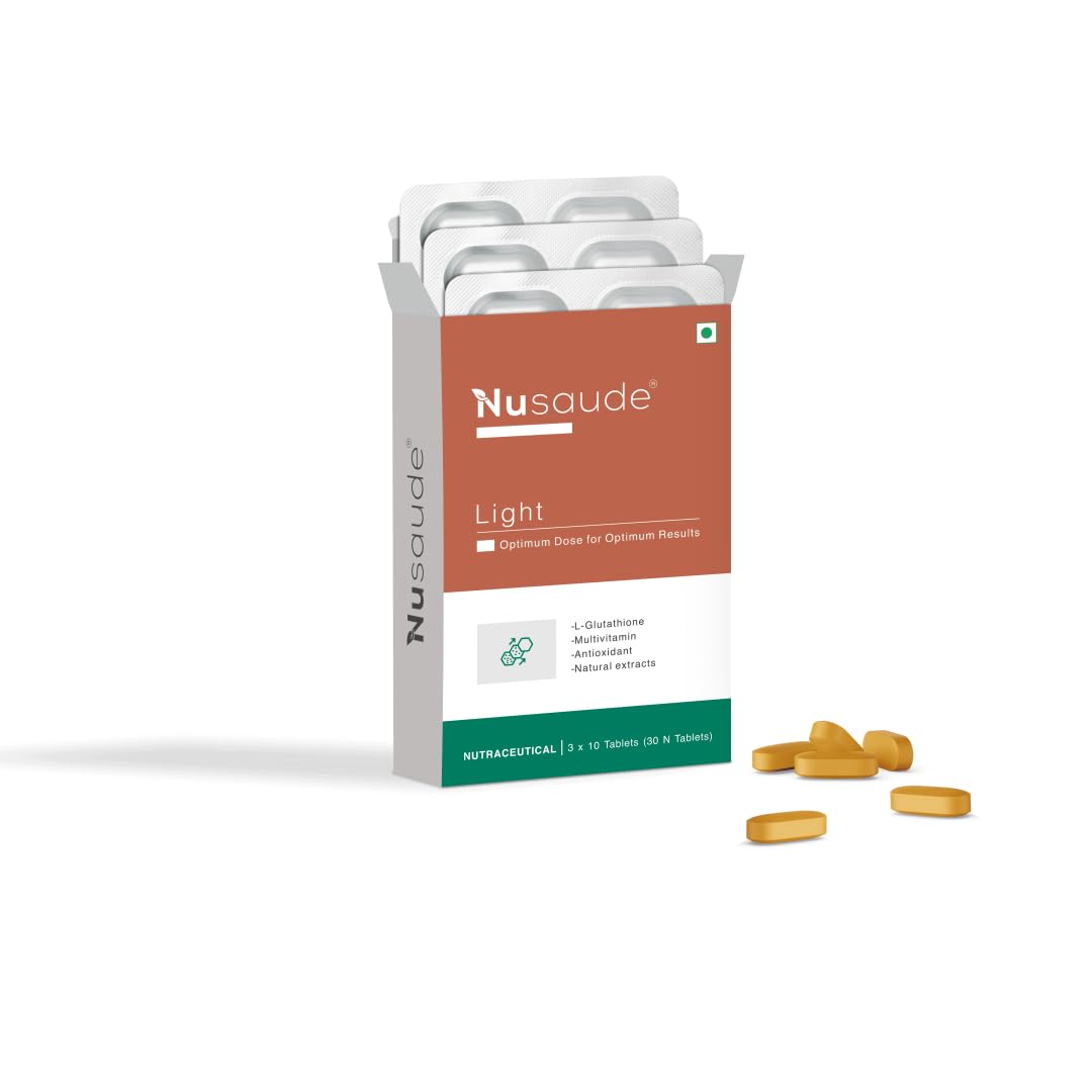KDIT Nusaude Light L-Glutathione Nutraceutical Tablets with Multivitamin,  Antioxidant and Natural Extracts, 30 Tablets : Amazon.in: Health & Personal  Care