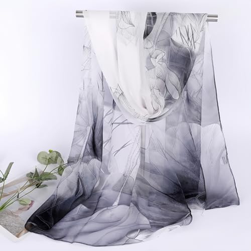 MINIDORA Lightweight Scarves for Women Elegant Floral Pattern Scarf Shawls Sunscreen Head Shawls