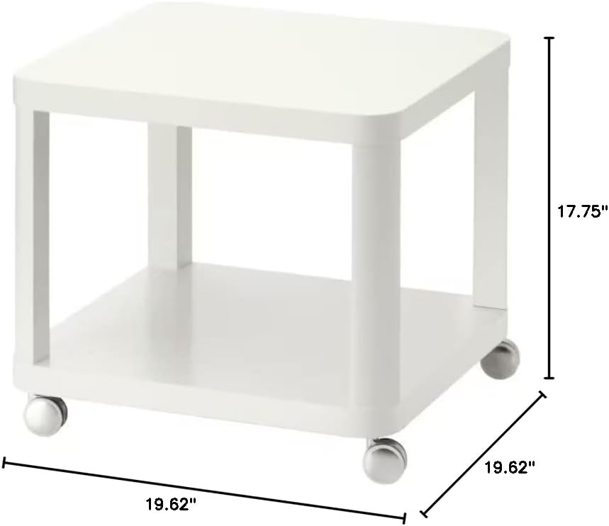 IKEA Tingby Side Table On Casters White 202.959.30 Size 19 5/8x19 5/8"