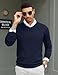 COOFANDY Men's Fitted Sweater V Neck Ribbed Fashion Long Sleeve Winter Pullover Blue