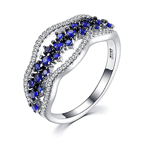 Bagues saphir pour femmes bijoux avec pierres précieuses taille 5-10 Chic femme anniversaire bague cadeau de fête – vue 6