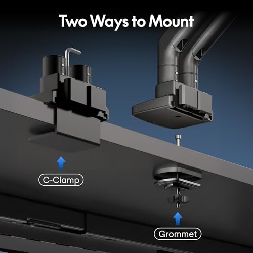 Image of FlexiSpot Laptop Mount, Dual Monitor Arm with Laptop Tray, Fits Up to 49 Inch Monitor and 17.3 Inch Notebook, Full Adjustable Gas Spring Holds up to 44lbs per Arm for Office & Home, Black